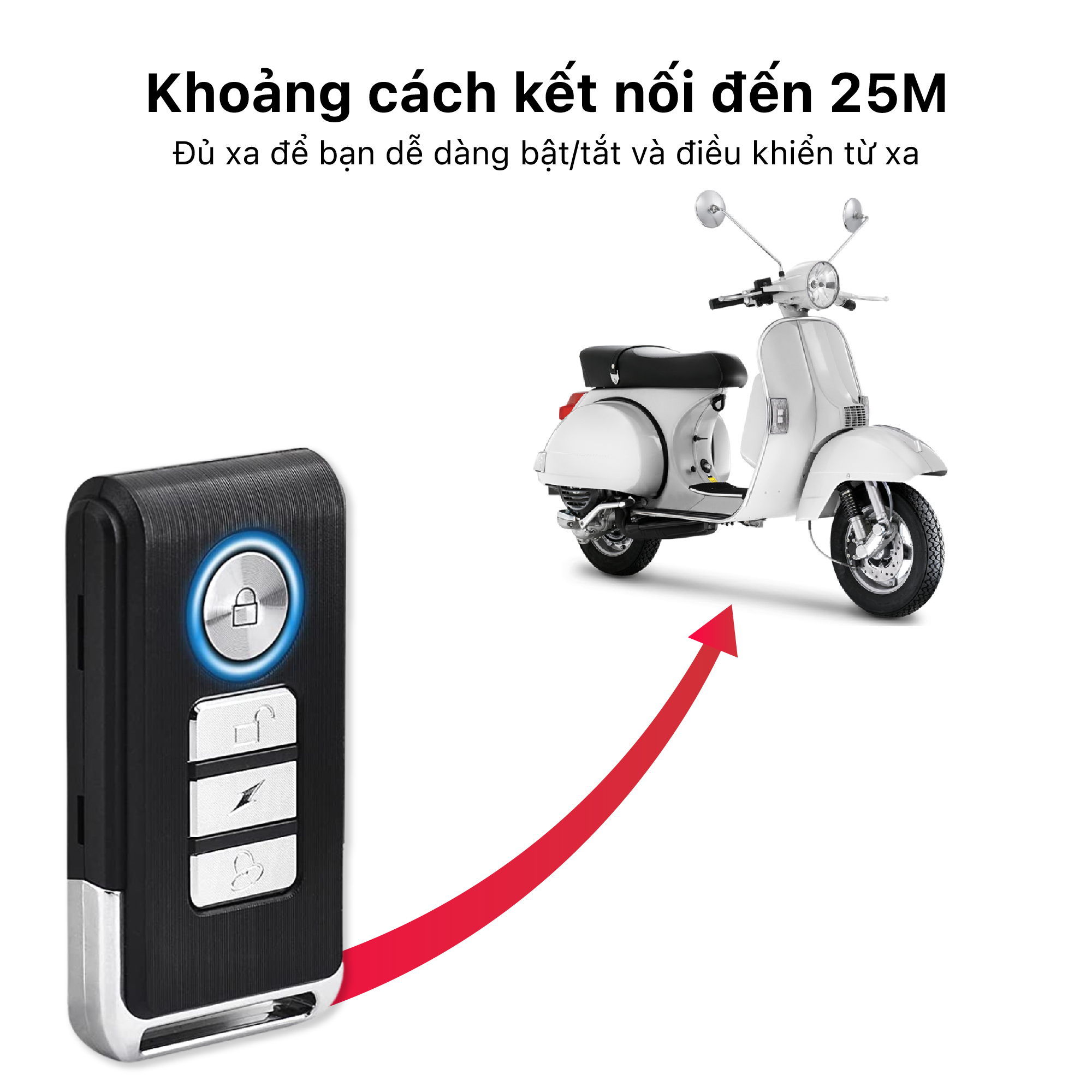 Khóa chống trộm xe máy có còi báo động PINGRON PR-R05 - Độ nhạy cực cao, khoảng cách kết nối xa, bảo hành 12 tháng