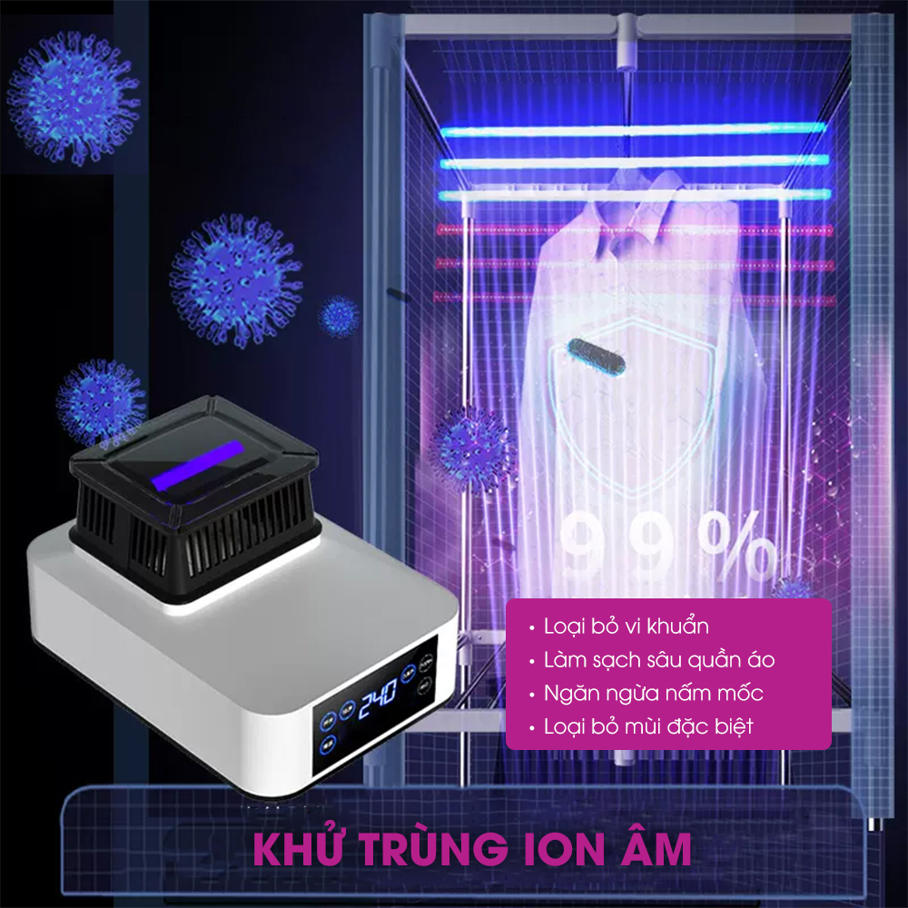 Củ sấy quần áo rời CWell, củ sấy màn hình cảm ứng công nghệ khử khuẩn ion, công suất 1500-1800W MSD23 - Hàng chính hãng