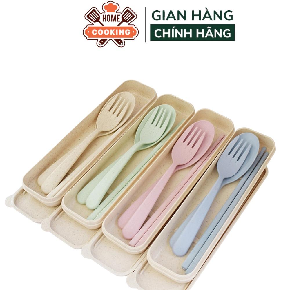 Bộ đũa thìa lúa mạch kèm hộp cao cấp, sử dụng lúa mạch an toàn với nhiệt độ cao