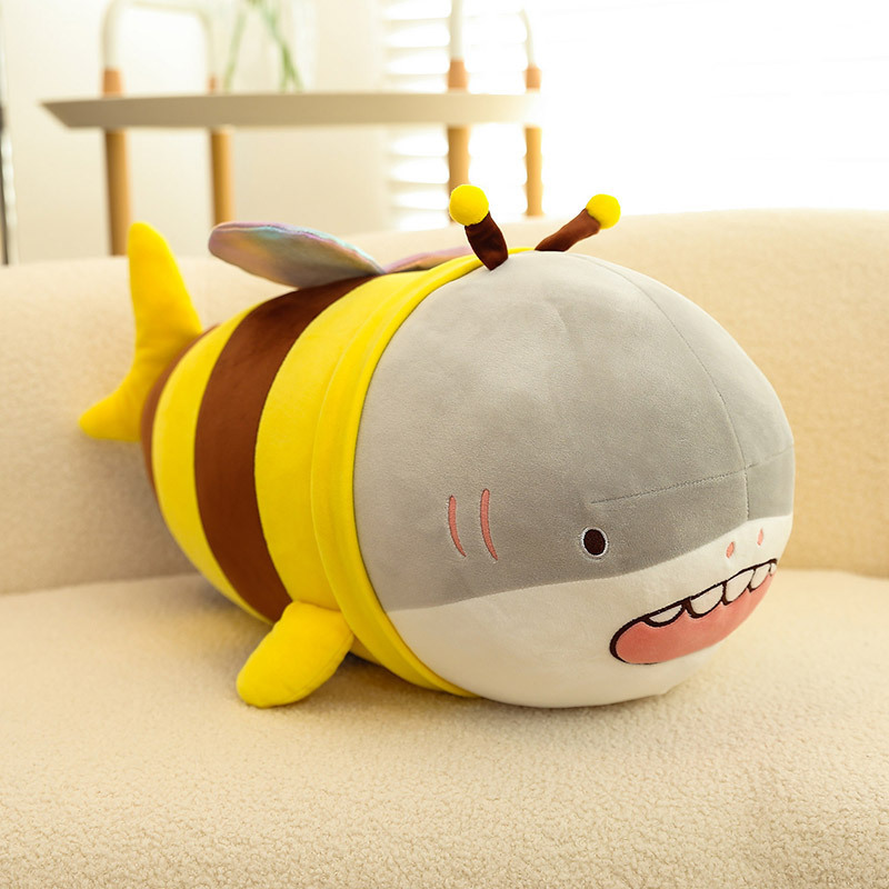 Gấu bông cá mập lai ong siêu hot siêu dễ thương cho bé (25cm---&gt;35cm) vải miniso 4 chiều co giãn êm ái mềm mại, hàng xịn cao cấp chất lượng cao