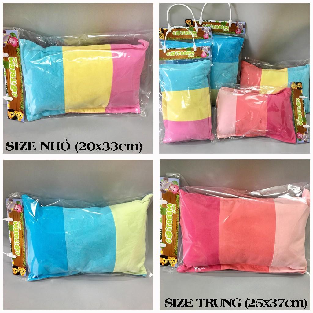 Gối Nằm Cotton Gòn Cho Bé 3 Sọc Màu 20x33cm - Màu Ngẫu Nhiên