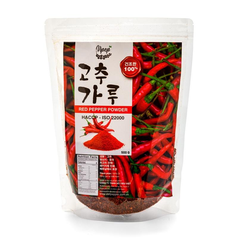 Ớt cánh Hàn Quốc Vipep 500g dạng bịch làm kimchi - nấu ăn, vị cay nhẹ