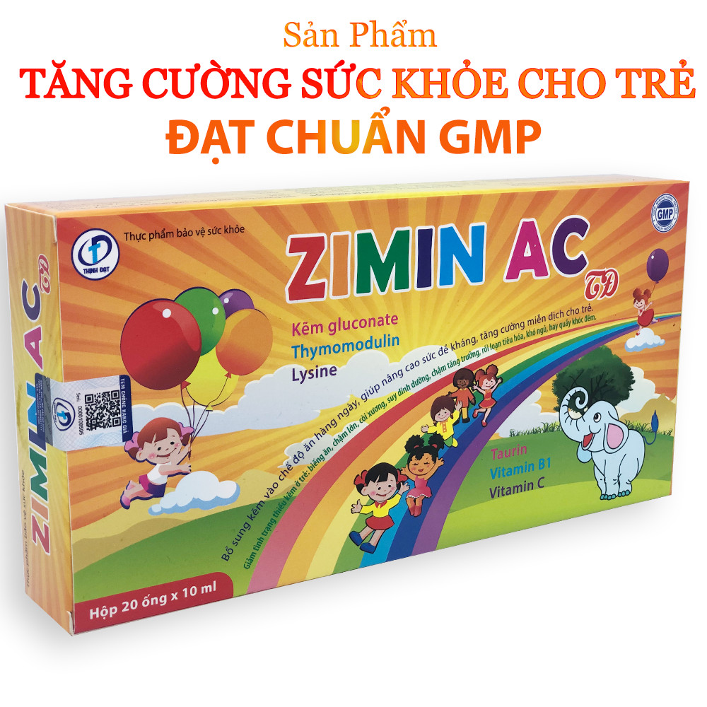 ZIMIN AC - Bổ sung kẽm, giúp nâng cao sức đề kháng, Tăng cường miễn dịch cho trẻ (Hộp 20 ống x 10ml)