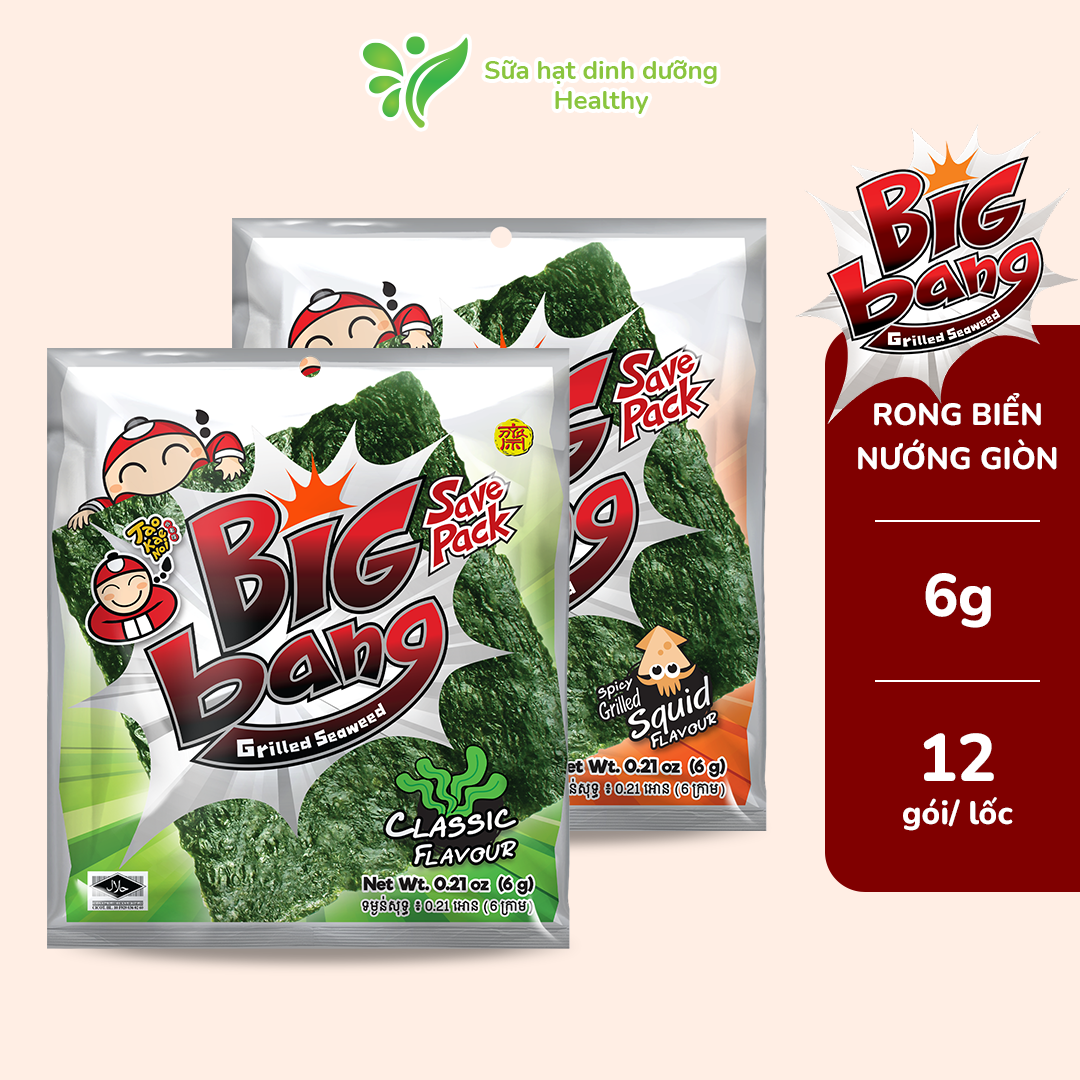 Snack Rong Biển Taokaenoi BIG BANG Vị Truyền Thống (6g x 12 Gói)