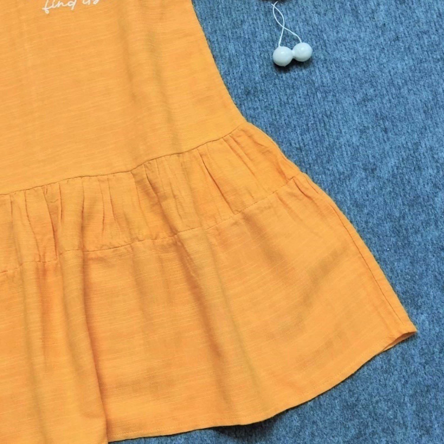 G00000113 Đầm Babydoll vàng kèm dây cột tóc cho bé gái