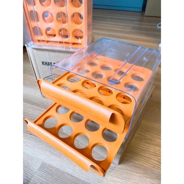 Hộp Đựng Trứng Trong Suốt 2 Tầng Để Tủ Lạnh 32 Lỗ Thiết Kế Thông minh tiện dụng