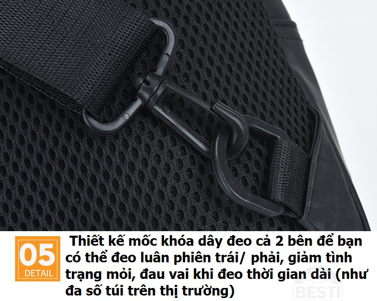 Túi Đeo Chéo Nam Nữ Chống Nước Thời Trang Besti BTY01 Phong Cách Hiện Đại, Chất Liệu Vải Oxford Cao Cấp, Tích Hợp Cổng Sạc USB  – Hàng Chính Hãng