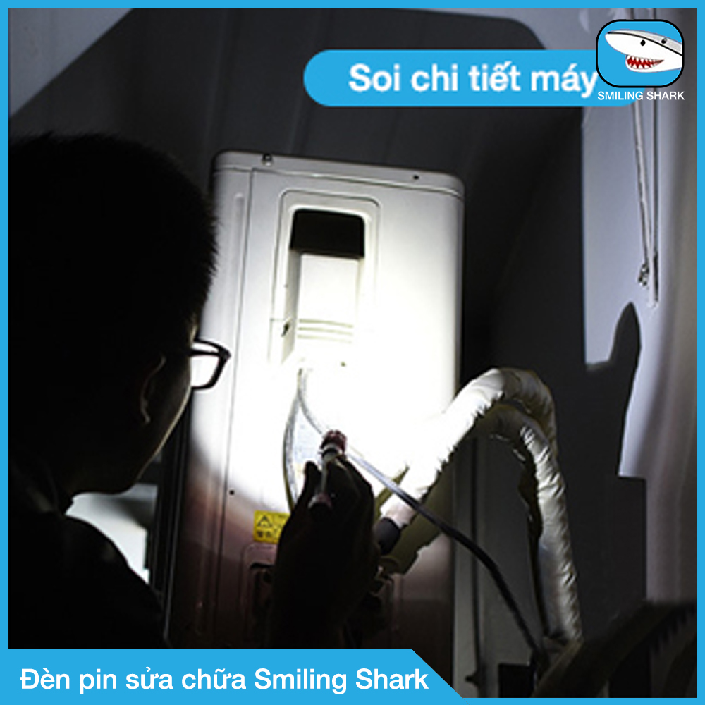 Đèn pin mini nhỏ gọn sửa chữa máy móc, xe cộ, đường ống, hệ thống điện, bảo dưỡng máy, hầm ngầm, chống nước, chịu va đập cực mạnh thương hiệu Smiling Shark - Hàng chính hãng