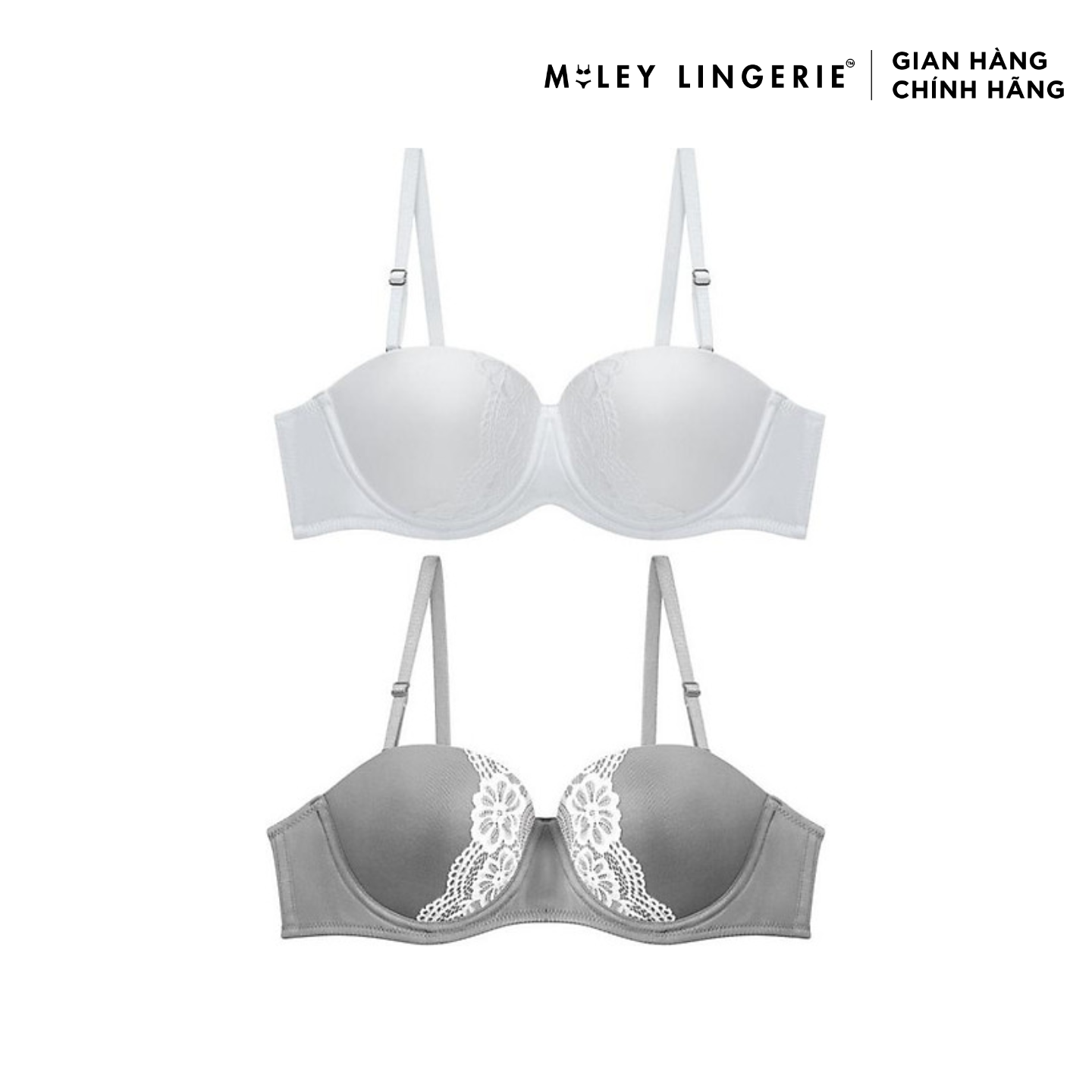 Combo 2 Áo Ngực Cúp Ngang Phối Ren Premium Miley Lingerie BRM02202-11202