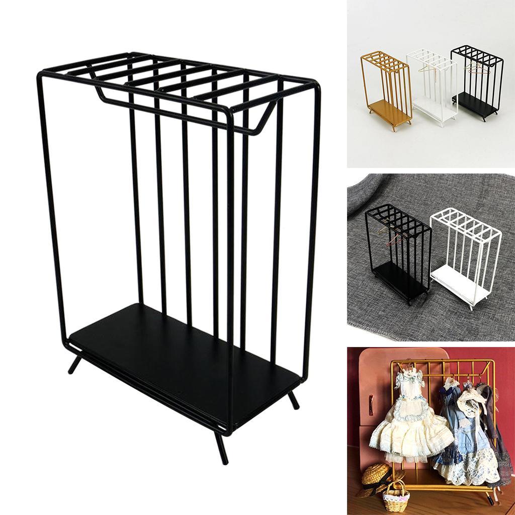 1/6 Dollhouse Mini Metal Clothes Rack Simulation Bedroom Furniture Supplies