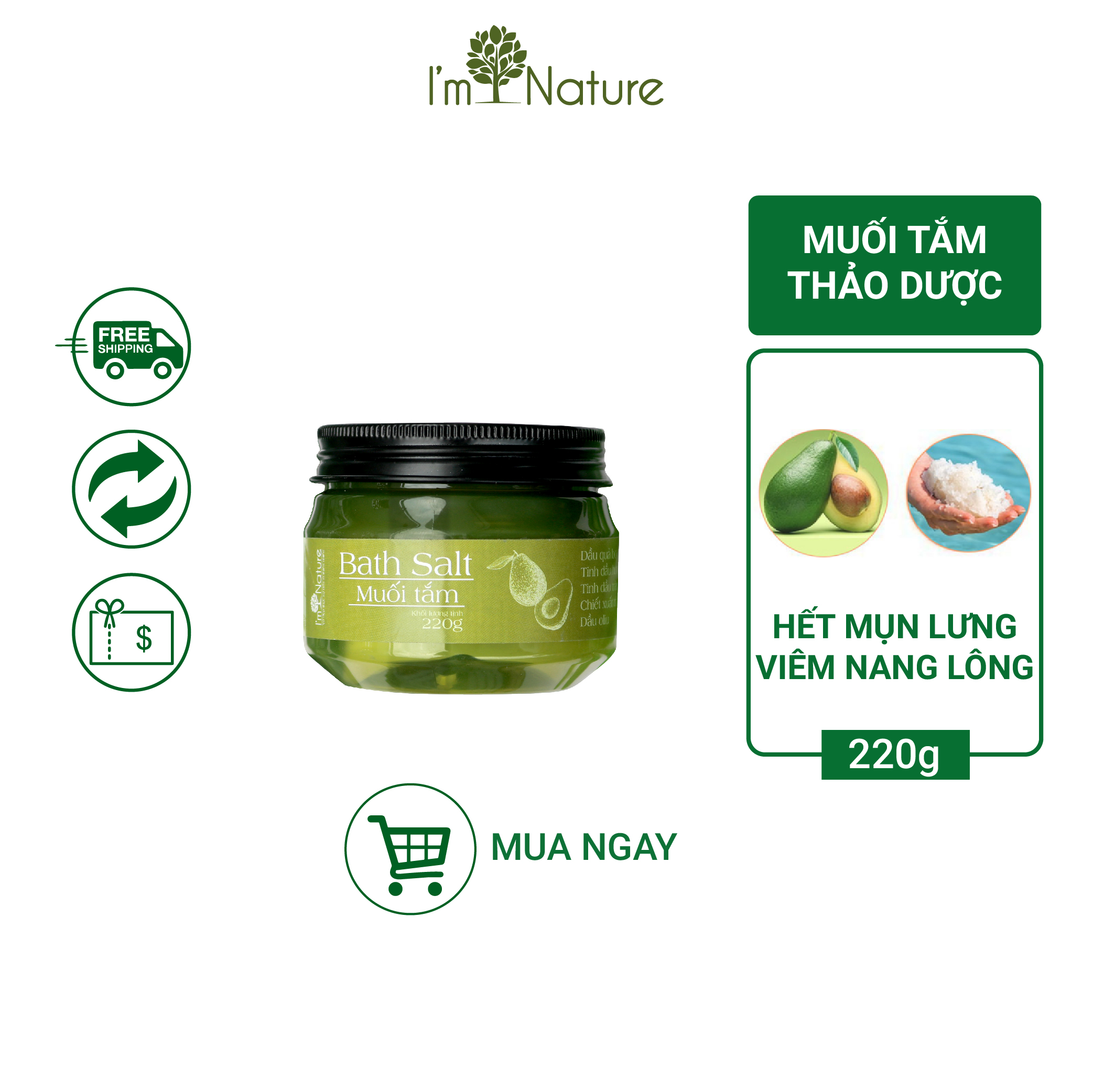 Muối tắm thảo mộc I’M NATURE 220g