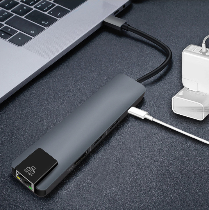 Hub USB Type C 5 in 1 To HDMI, RJ45, 2 x USB 3.0, USB Type C - Màu Ngẫu Nhiên (F1)