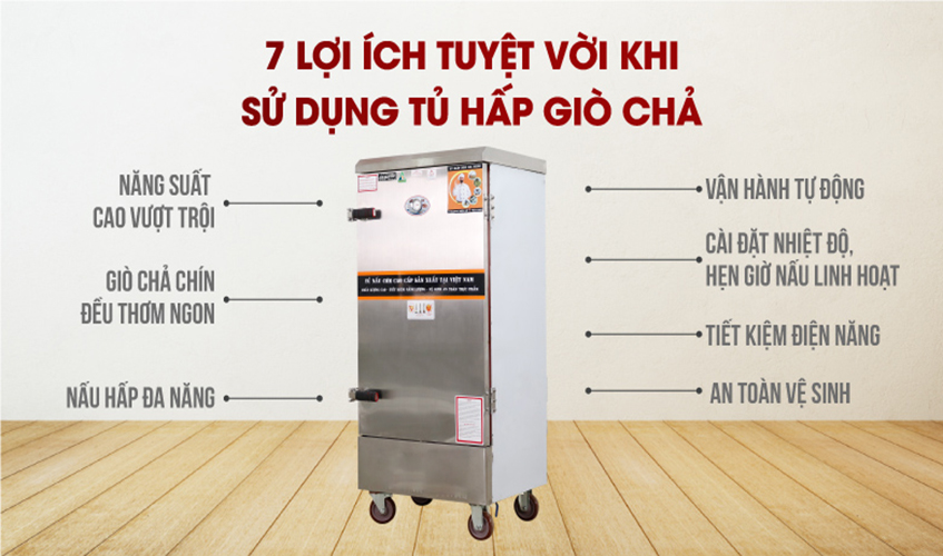 Tủ Hấp Giò Chả, Thực Phẩm 72 Kg Dùng Điện 12 Khay Việt Nam NEWSUN, Năng Suất Cao - Hàng Chính Hãng