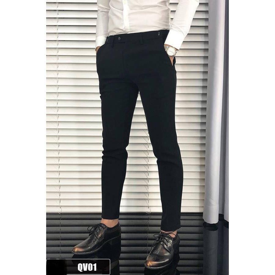 Quần Tây Âu Nam Ống Côn Loại Vải Cotton 4 Chiều Dày Dặn Co Giãn Dáng Ôm Không Nhăn Form Chuẩn Thời Trang