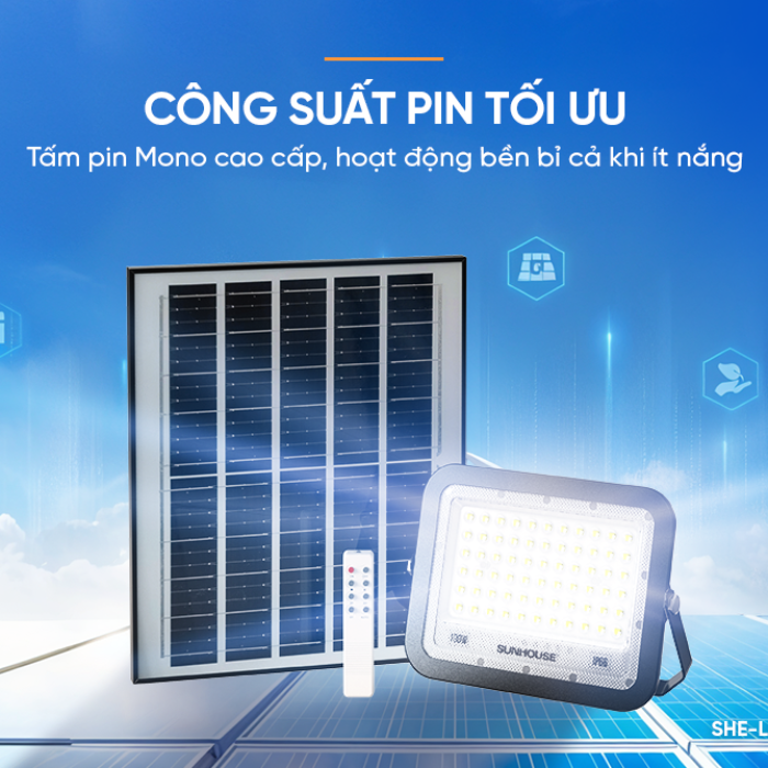 ĐÈN PHA NĂNG LƯỢNG MẶT TRỜI  SPEC SHE-LSPPLSE01.100W