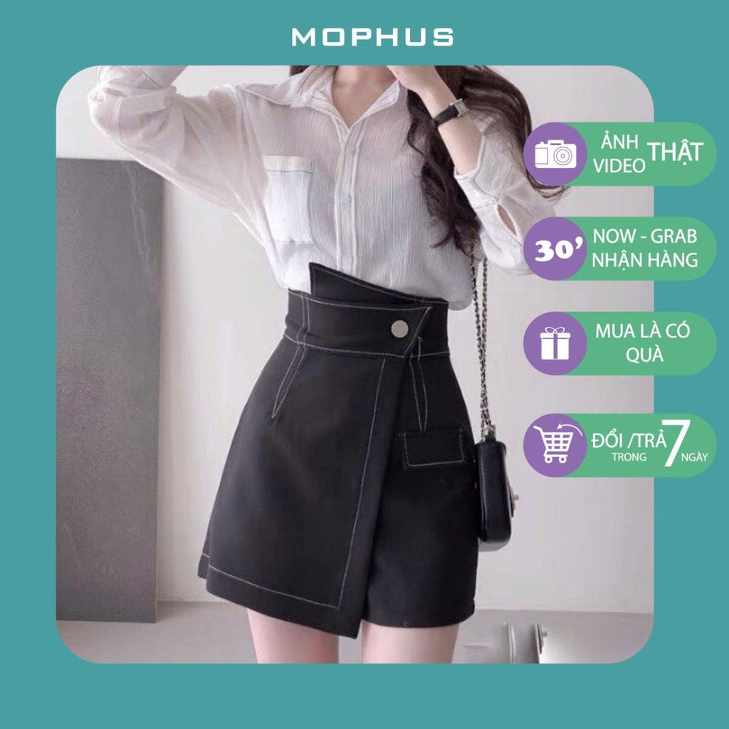 Quần giả váy quần chân váy cạp chéo viền chỉ nổi phong cách Hàn Quốc Mophus MV010