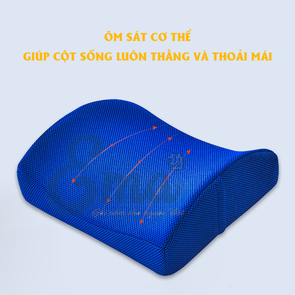 Gối tựa lưng văn phòng cao su non EMA chống đau mỏi thắt lưng cho dân văn phòng, lái xe - Giữ tư thế ngồi thẳng, giảm đau mỏi khi phải ngồi lâu - Đen lưới (không có gel lạnh)