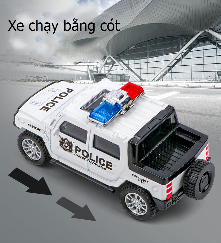 Đồ chơi mô hình xe ô tô cảnh sát KAVY - 01 bằng hợp kim chạy cót