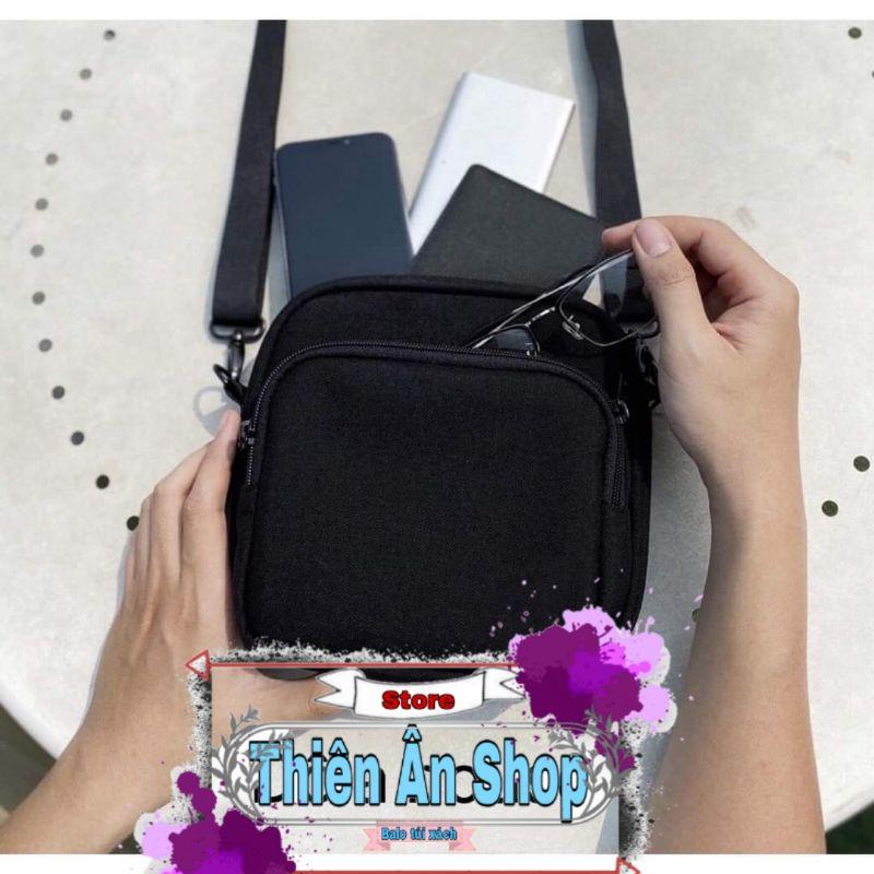 Túi đeo chéo mini trơn dành cho nam màu đen cá tính thiết kế nhỏ gọn tiện lợi khi đi chơi đi du lịch TA076
