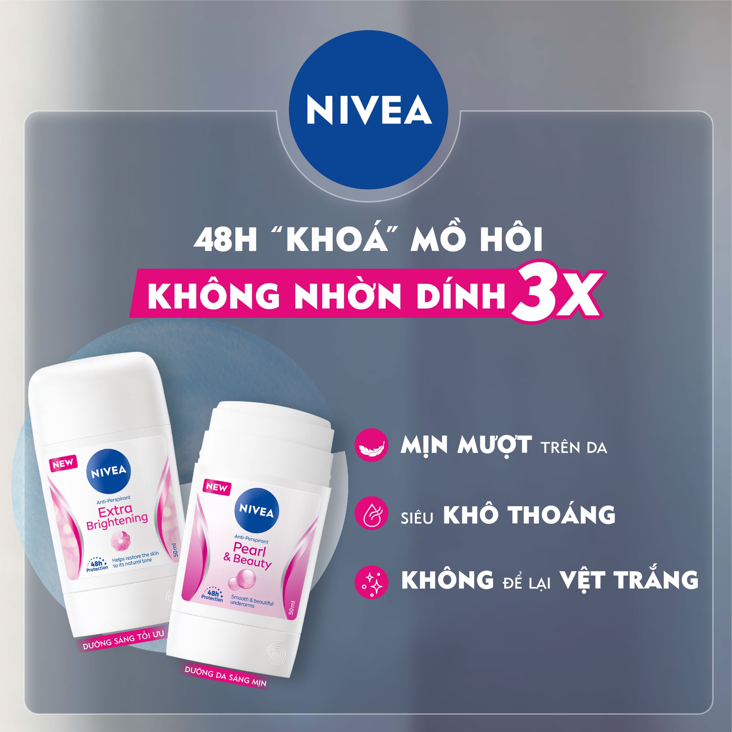 Sáp Ngăn Mùi NIVEA Pearl &amp; Beauty Chiết Xuất Ngọc Trai (50 ml) - 84155