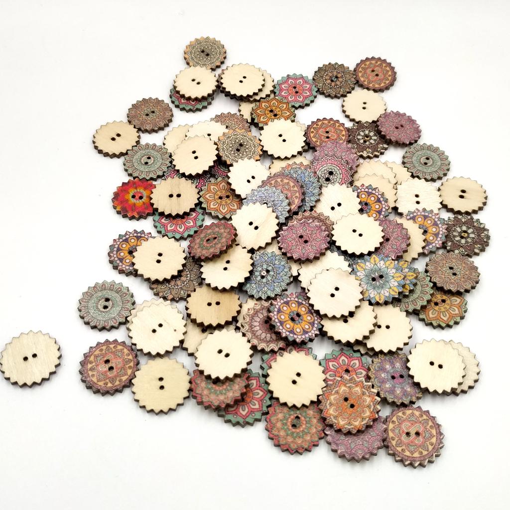 100 Miếng Sơn Gỗ Nút Cho May Craft Phụ Kiện DIY
