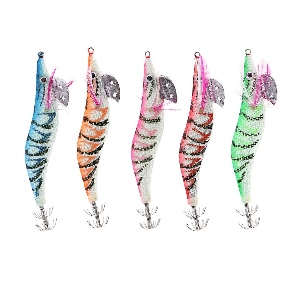 5x Artificial Shrimp Fishing Lures Sea Lures Bait Fishing Jigs Luminous Tail