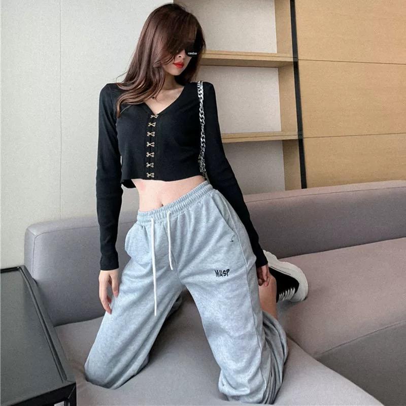 MS798 Áo len nữ dài tay cúc cài croptop độc lạ cá tính