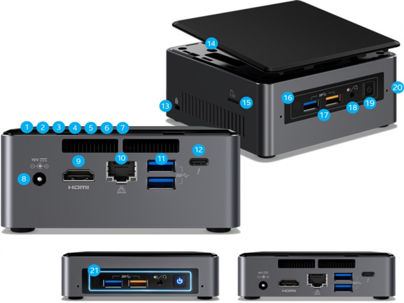 Máy tính văn phòng mini Intel NUC7I3BNHXF - Hàng Chính Hãng