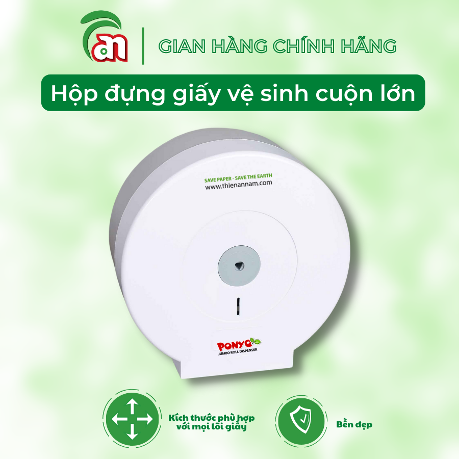 Hộp đựng giấy vệ sinh cuộn lớn, hộp đựng giấy vệ sinh nhà tắm PONYO tròn cao cấp - Thiên An Nam paper