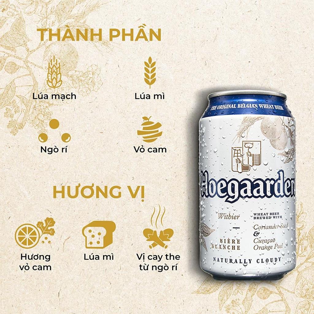 Pack bia HOEGAARDEN WHITE 330ml x 06 lon