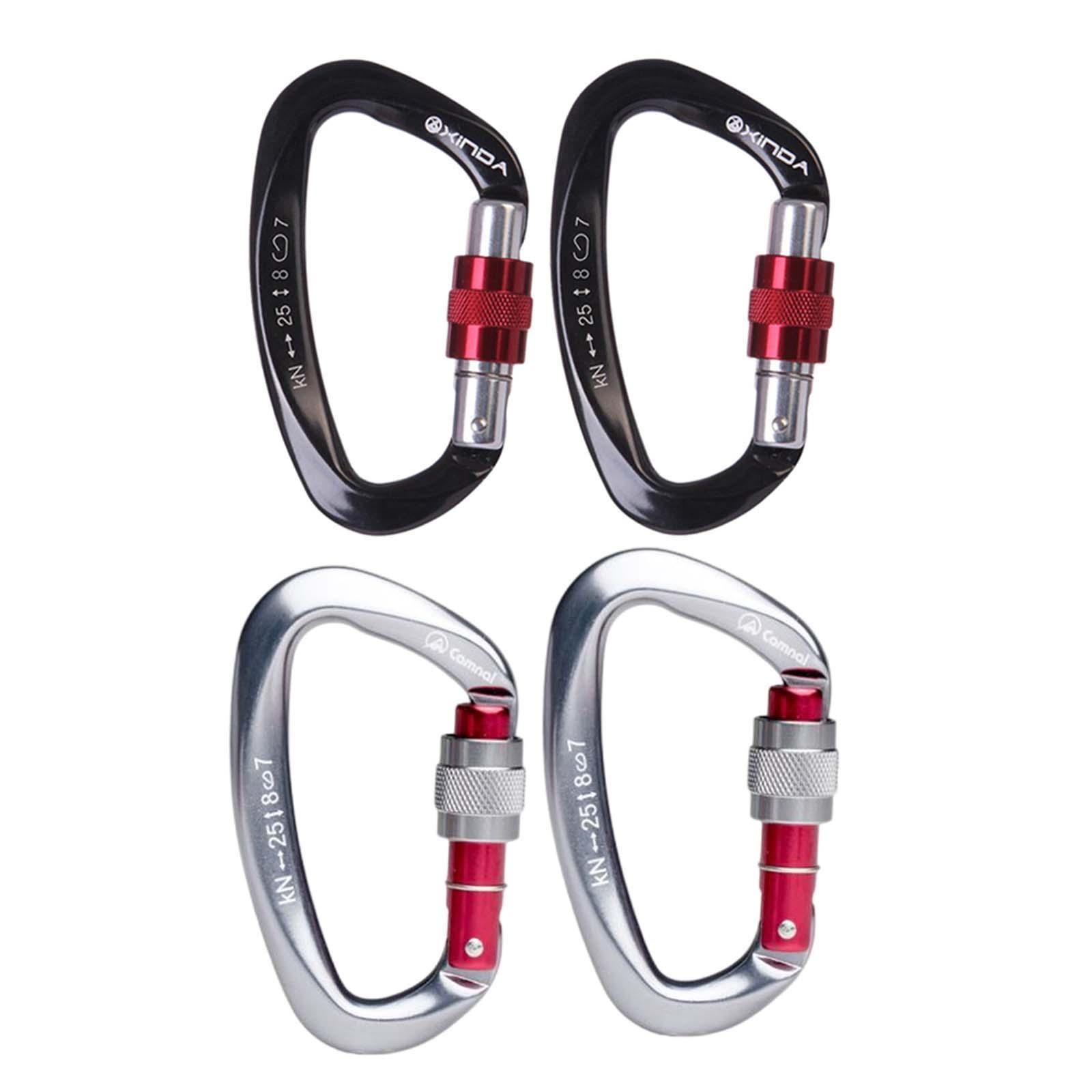 4x Mountaineering Climbing Equipment Carabiner Screw Lock 25KN