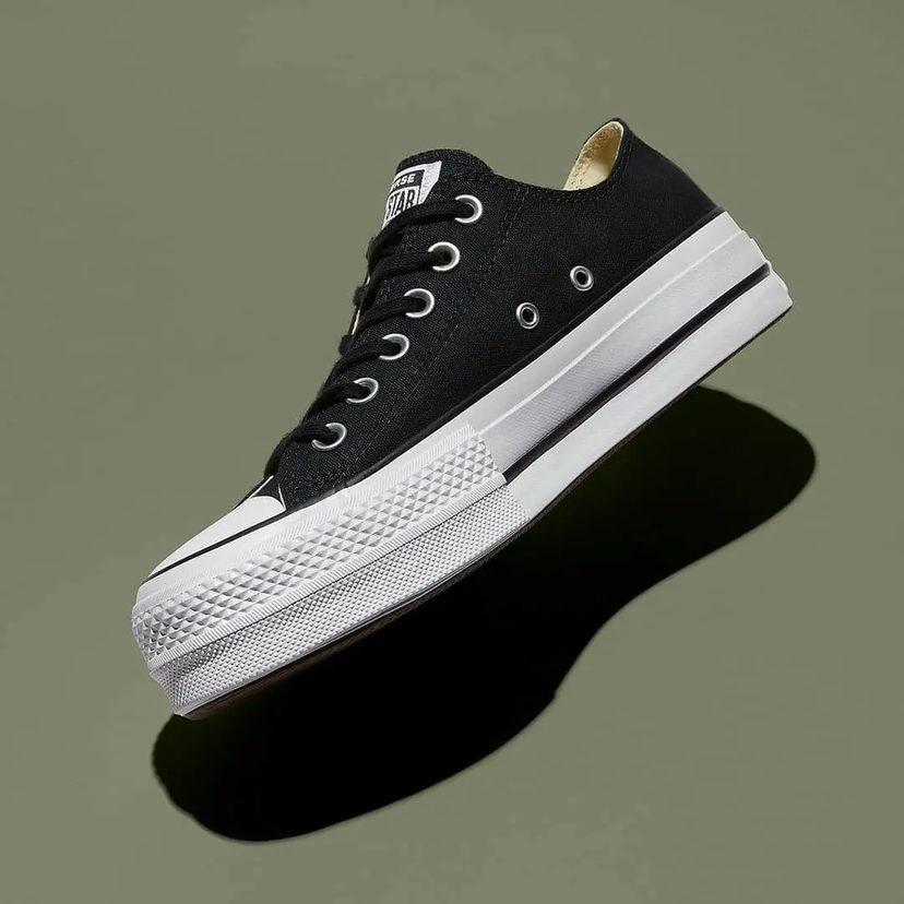 Chuck All Star Canvas Platform Black Low Top | Giày Đế Cao Cổ Ngắn Vải Đen 560250C