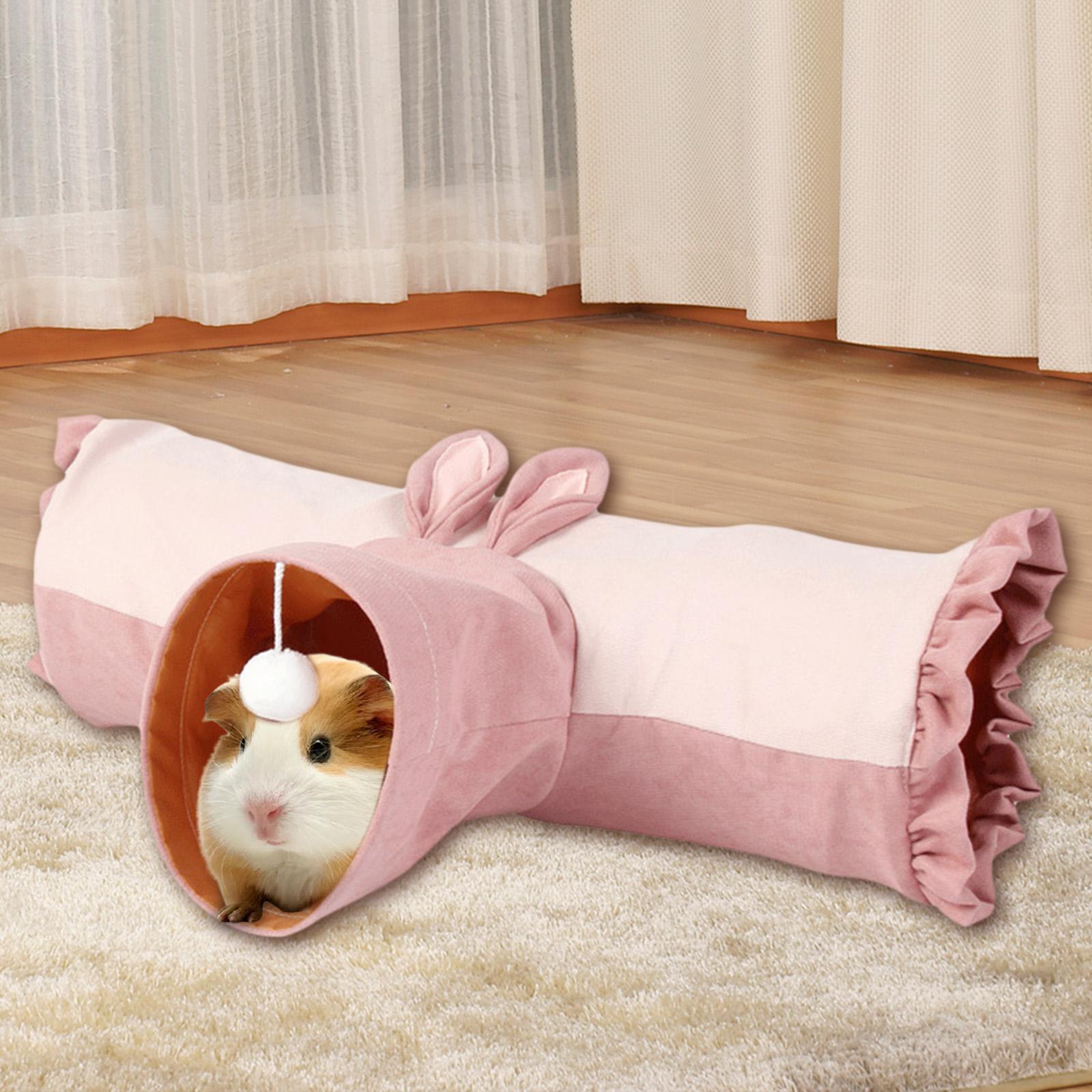 2pcs Guinea Pig Tunnel Collapsible Play Toy Pet Hideout For Hamster Mice