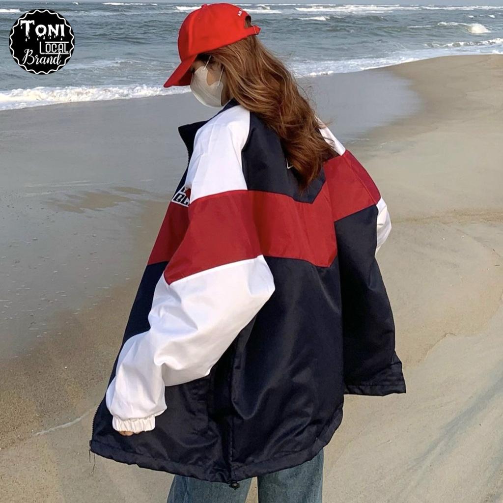 Áo Khoác Dù Mero thêu Logo Dumble phối V 2 lớp nam nữ form rộng Unisex