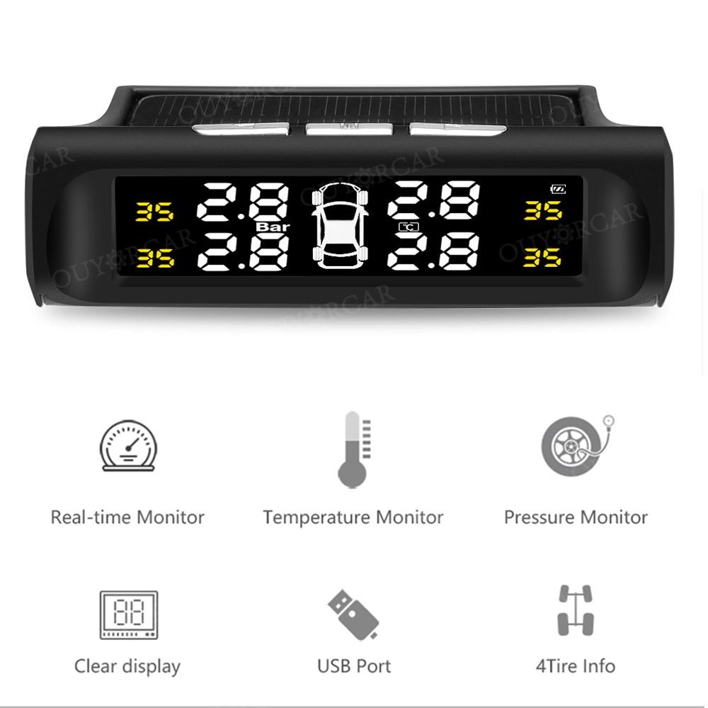Hệ thống giám sát áp suất lốp xe thông minh TPMS màn hình LCD kỹ thuật số có cổng USB