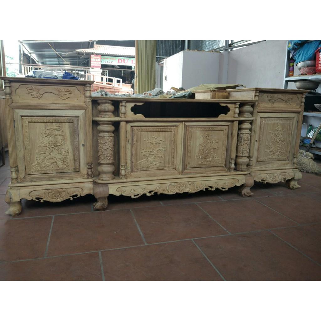 Kệ tivi cột nho gỗ gụ