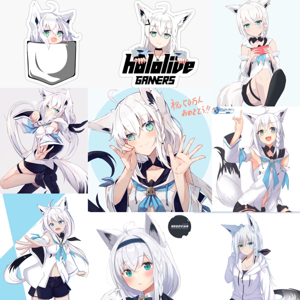 Ảnh Sticker Shirakami Fubuki Sticker 30-60 cái ép lụa khác nhau/Hình dán vtuber Hololive Shirakami fubuki