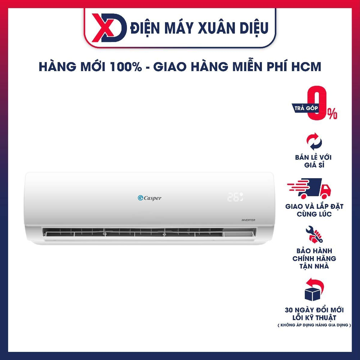 MÁY LẠNH CASPER INVERTER 2.0HP MC-18IS33 - Hàng chính hãng( Chỉ giao HCM)