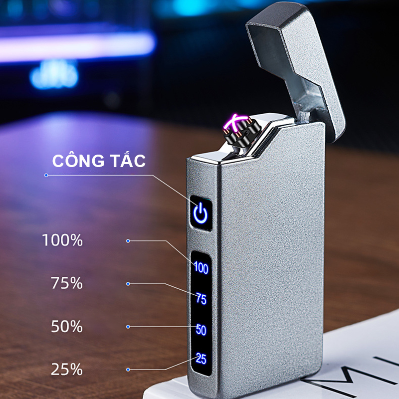 Bật Lửa Điện Tia Plasmas Vân Nhám Cao Cấp - Sạc Điện