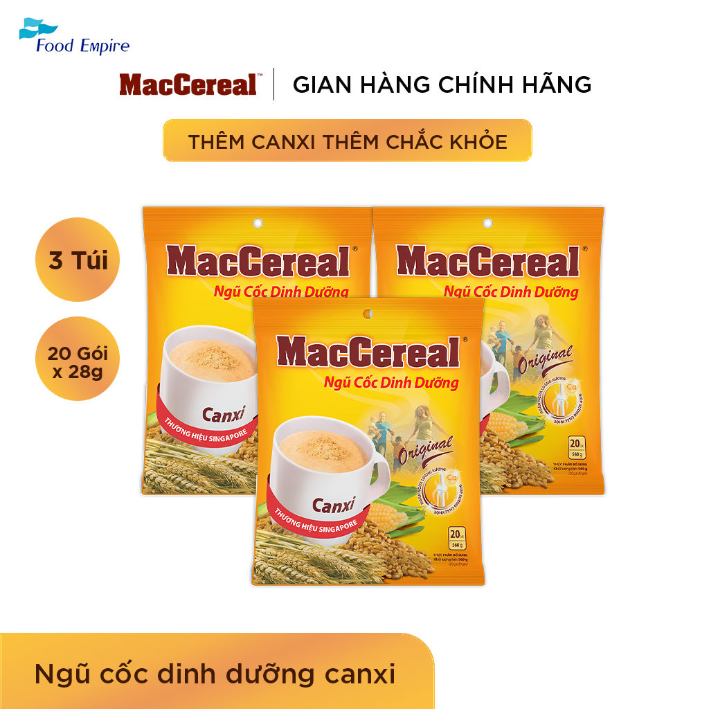 Combo 3 túi Bột Ngũ Cốc Dinh Dưỡng Canxi - MacCereal (túi 20 gói x 28g)