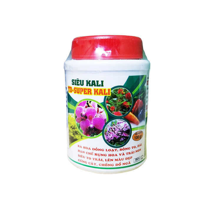 Phân bón Siêu Kali TD - Super kali 100g (NPK Bổ sung vi lượng 7-5-44 ABIO-34) | Ra hoa đồng loạt, bông to, dài - Chuyên dùng cho hoa lan, hoa hồng, bonsai, cây ăn trái