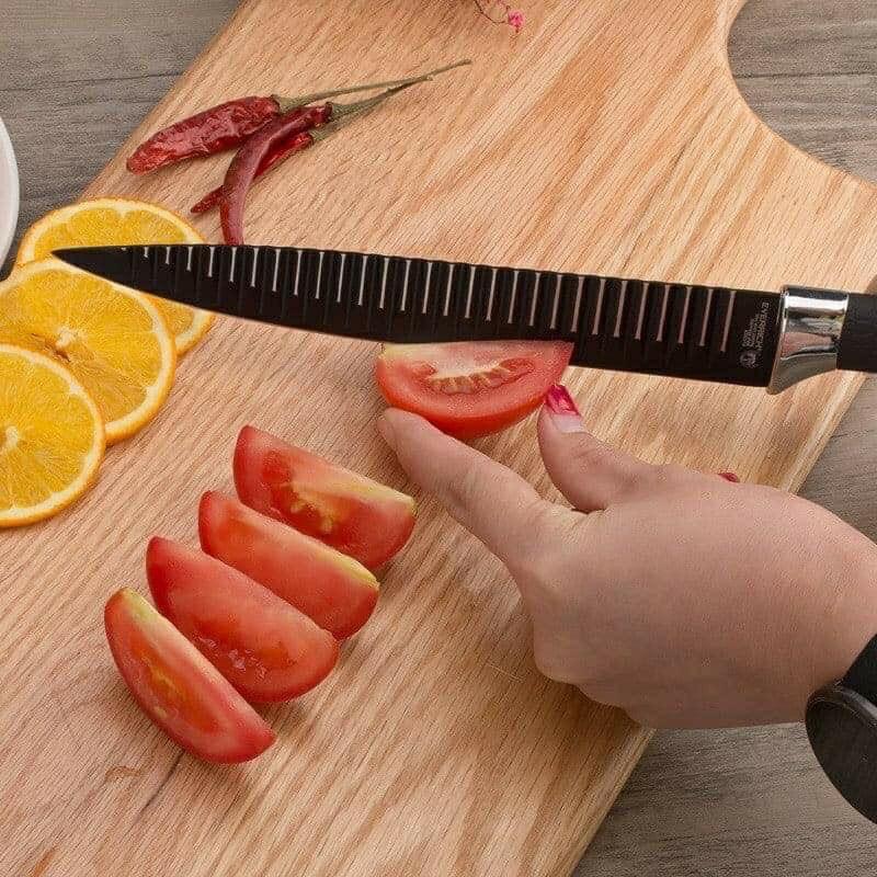 Bộ dao Nhật lượn sóng ASAKH làm bếp 6 món chất liệu hộp kim cao cấp chống gỉ - Set dao Nhật Asakh 6 món