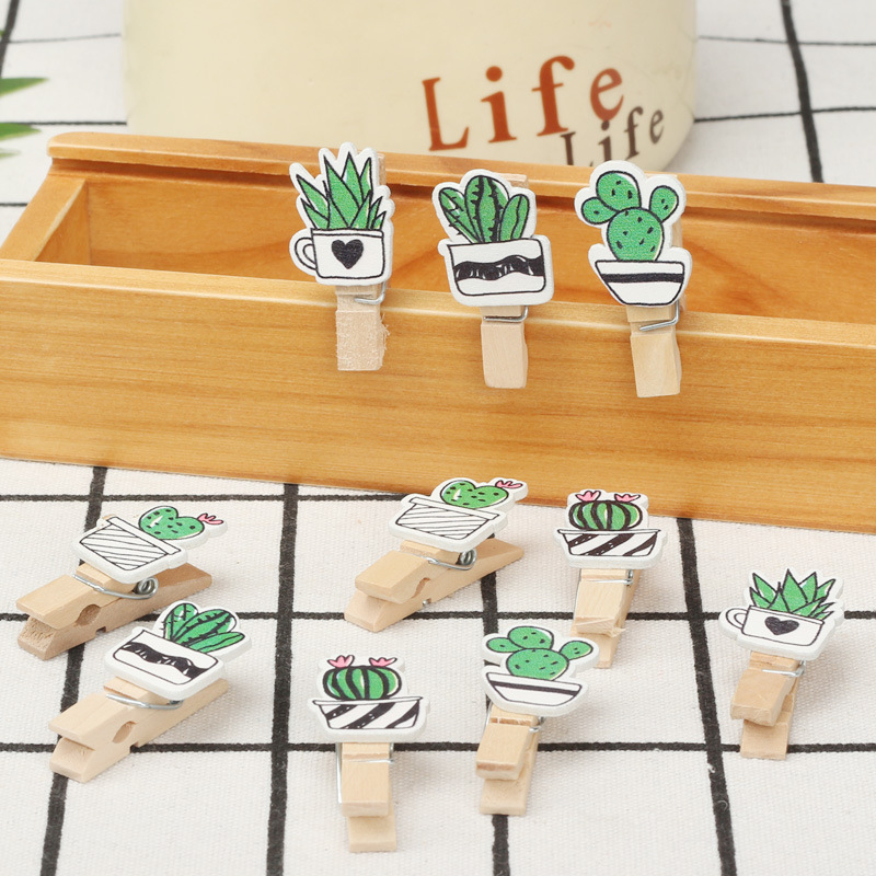 SET 10 Cái Kẹp Gỗ Sơn Design Pub hình Cây xương rồng