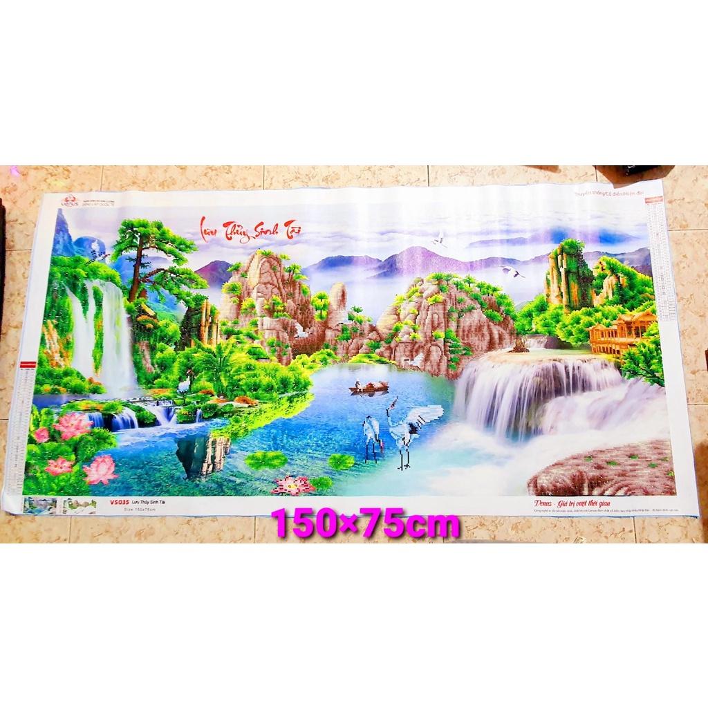 Tranh đính đá phong cảnh lưu thuỷ sinh tài Vs035