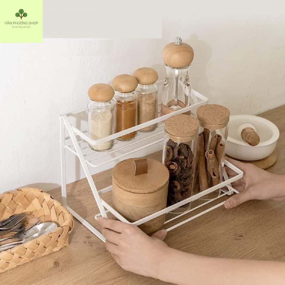 Kệ Gia vị 2 tầng Màu Trắng