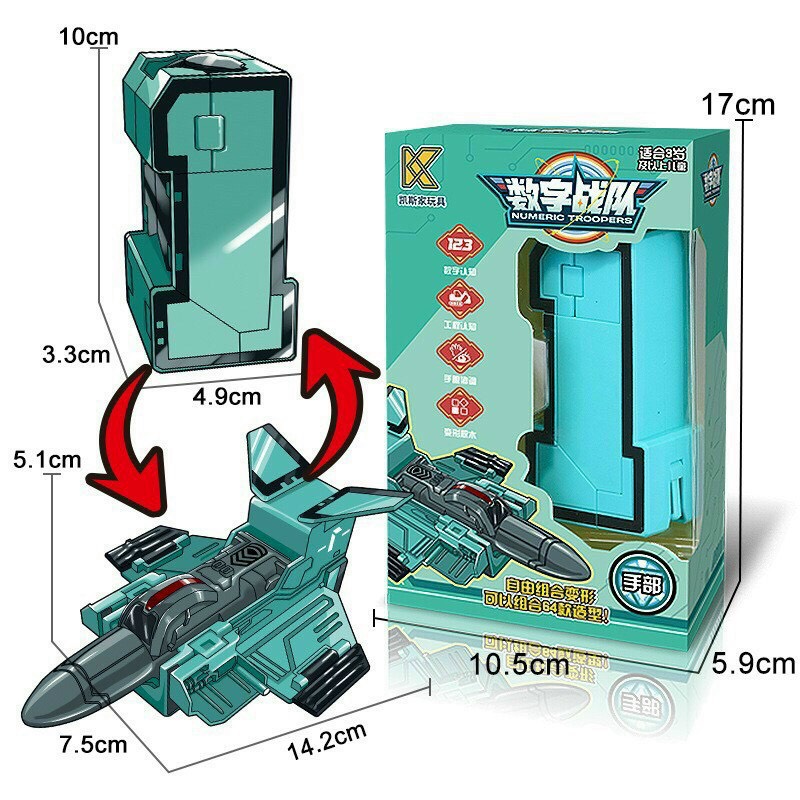 LOẠI TO - Số Biến Hình - Xe Lắp Ráp - Robot Biến Hình Số 0 1 2 3 4 5 6 7 8 9 Loại Bự - 5 Số Lắp Ghép Được 1 Robot - 10 Số Lắp Ghép Robot To - Đồ Chơi Trẻ Em HT SYS