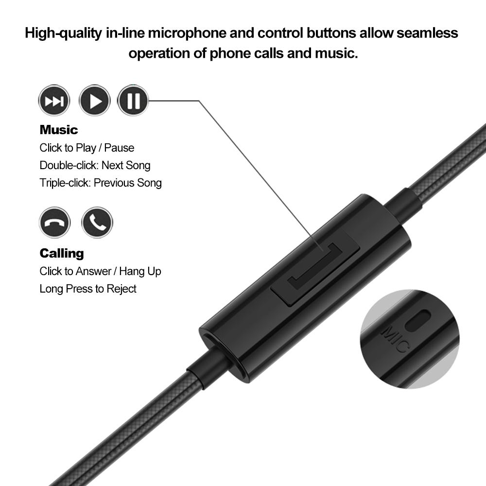Tai nghe có dây PTM M6 Tai nghe nhét trong di động Tai nghe kim loại 3.5mm Điều khiển đường truyền đa năng có Mic cho di động