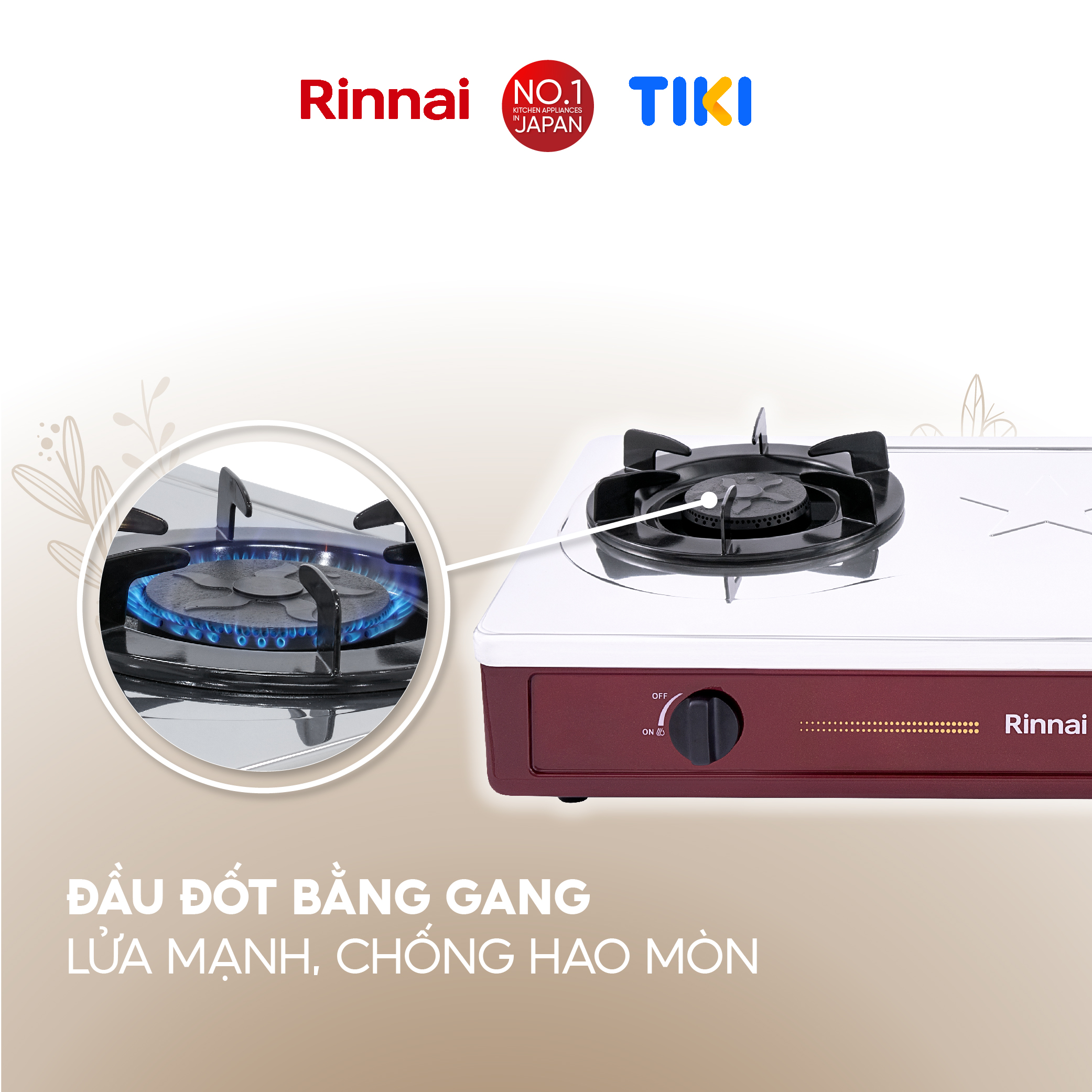 Bếp gas dương Rinnai RV-MC27RS mặt bếp inox và kiềng bếp men - Hàng chính hãng