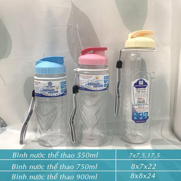 Bình nước học sinh Việt Nhật 550ml,750ml,900ml –Bình nước thể thao có quai dù treo