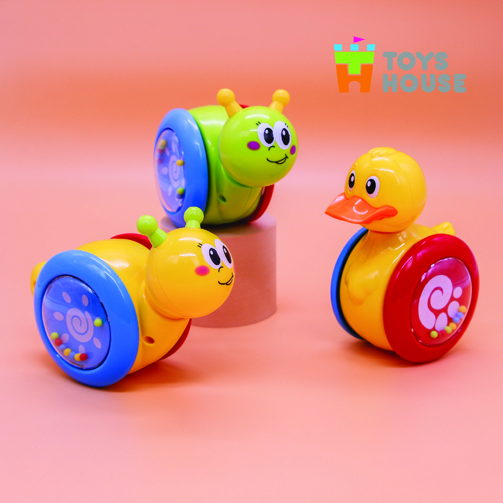 Đồ chơi lật đật gật gù có bánh xe cho bé Toyshouse 008-2 chú vịt vàng dễ thương - Tiêu chuẩn Châu Âu EN71